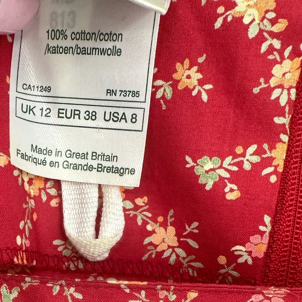 VTG 80s Lauren Ashley Puff Sleeves Red Floral Midi Dress 8 Cottagecore | AM584 - Picture 7 of 9